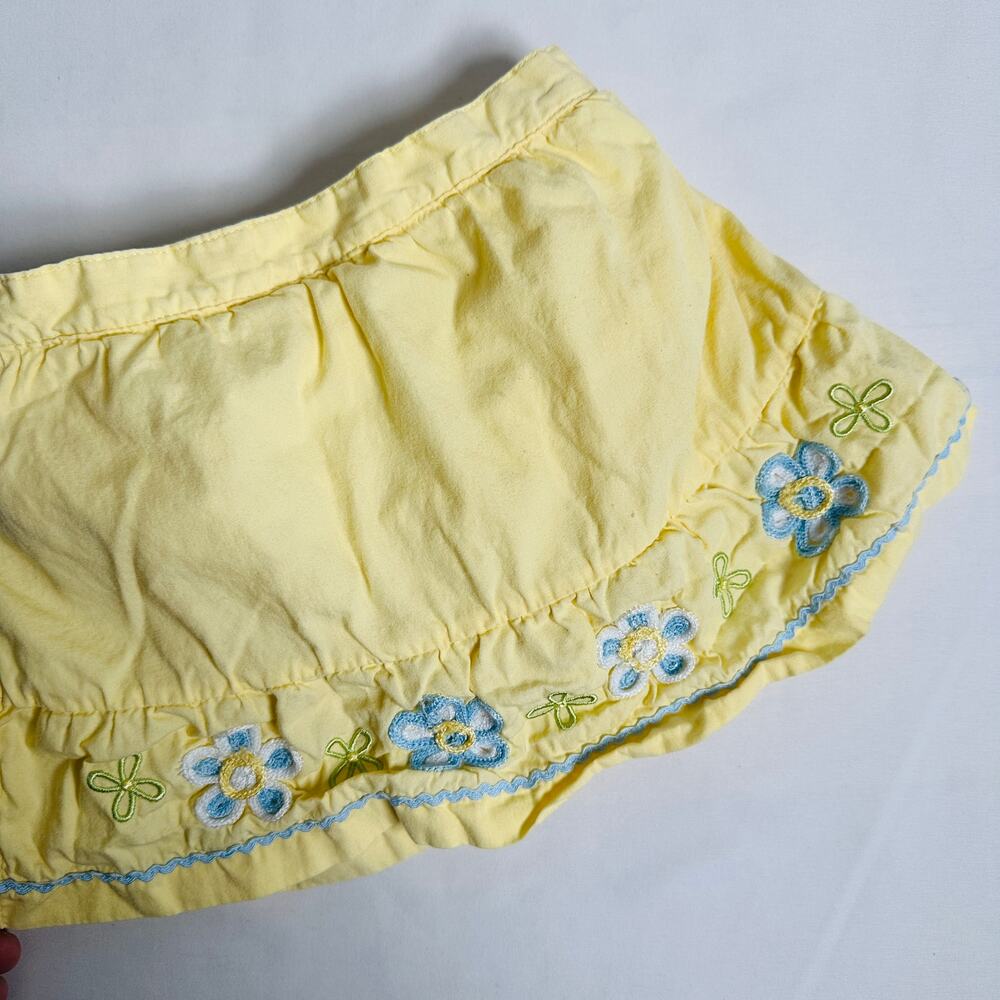 Vintage Miniwear Blue Floral Embroidered Yellow Ruffled Skort/Skirt Sz 24 mo